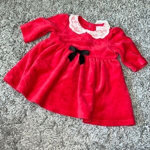 Little Me Sixe 3M Red with white lace collar and black bow